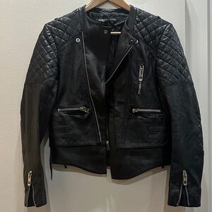 Rare Balenciaga Black Quilted Moto Leather Jacket